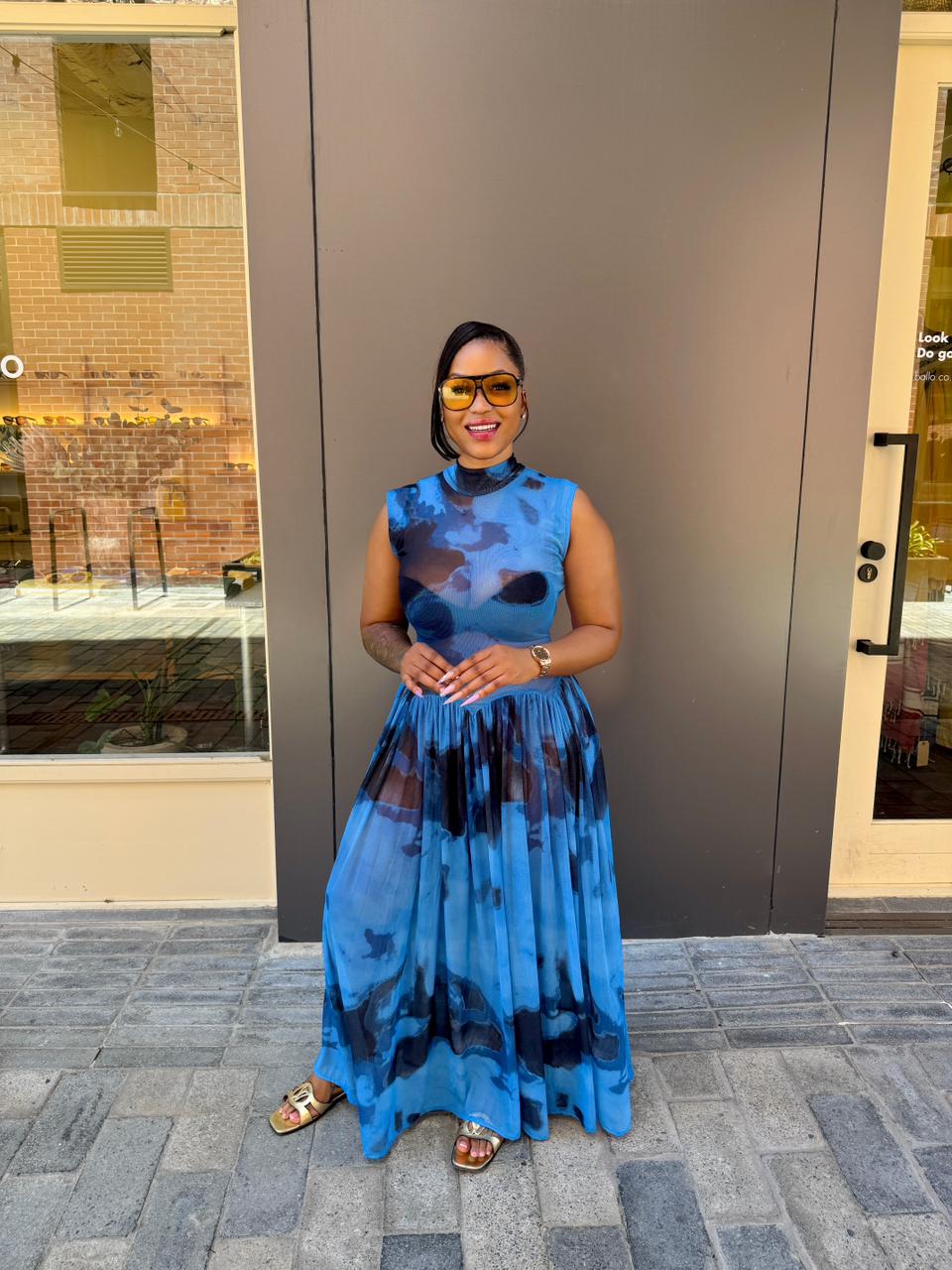 Blue Mesh Caribbean Dress