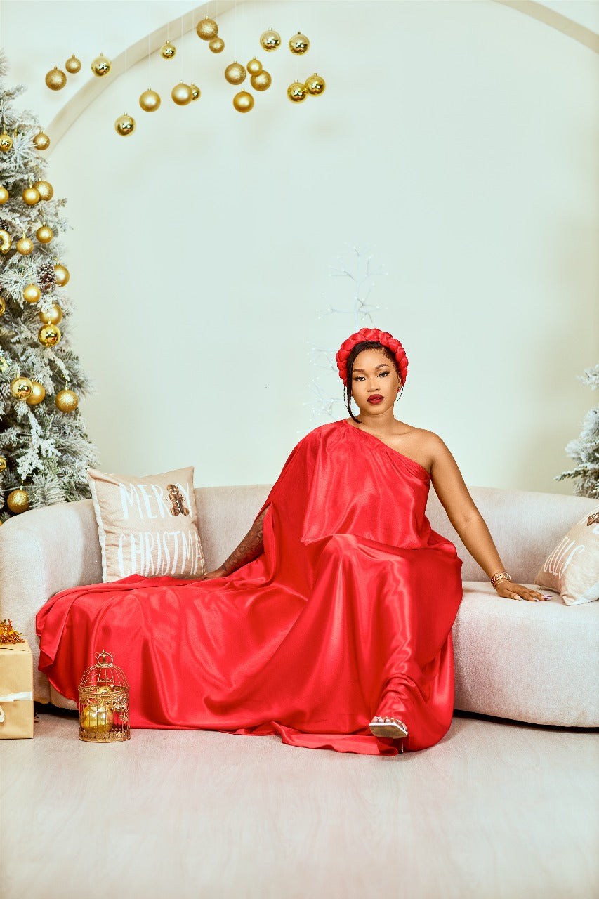 One shoulder silk dress